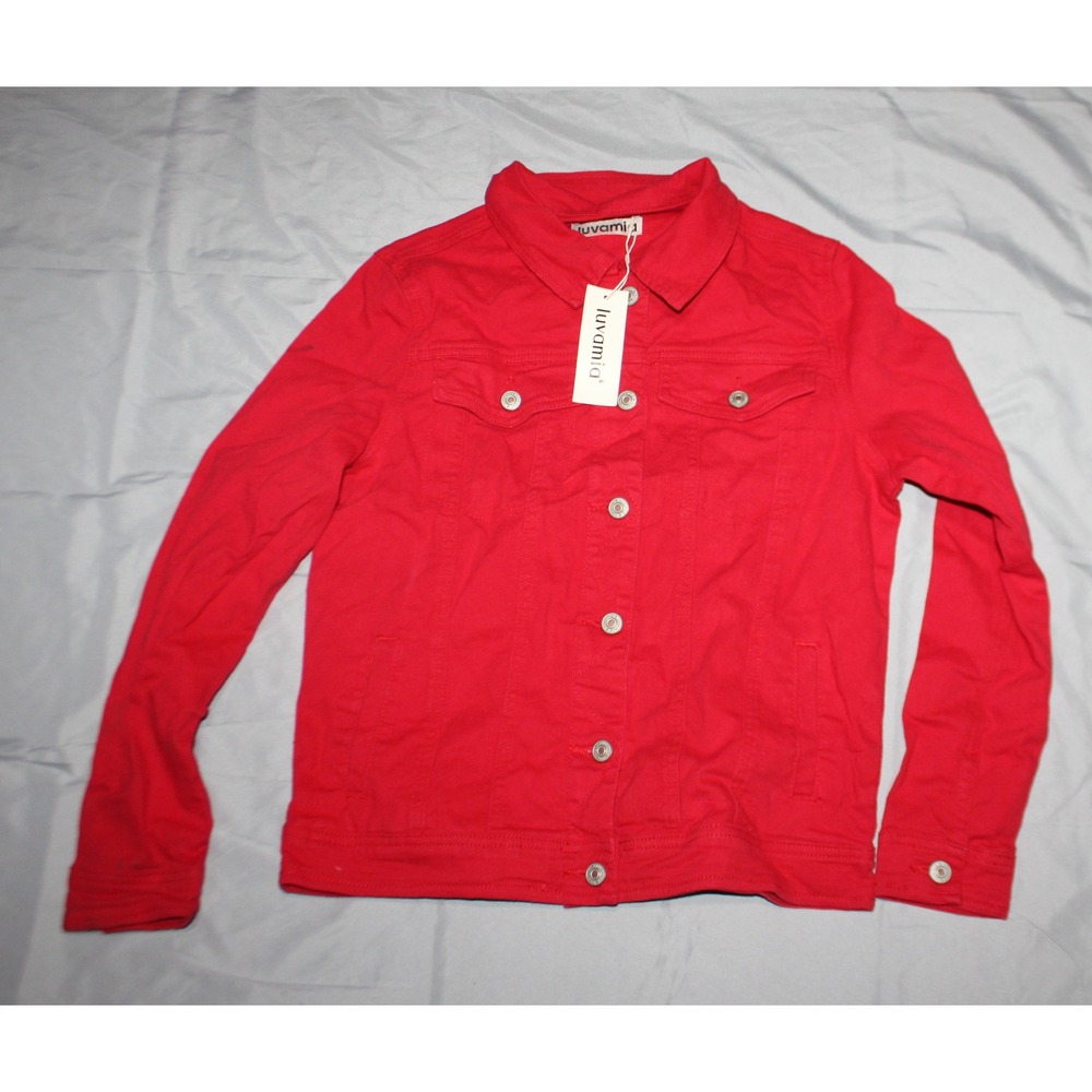 Women's red Luvamia denim like jacket size M